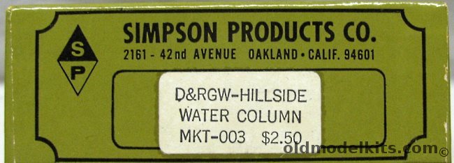 Simpson Products 1/87 D&RGW Hillside Water Column - HO Craftsman Kit, MKT-003 plastic model kit